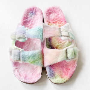SuperJack Rainbow Faux Fur Slide Sandals 601